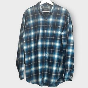 G.H. Bass & Co. Bright Blue Plaid Long-Sleeve Button-Down Shirt Flannel Large